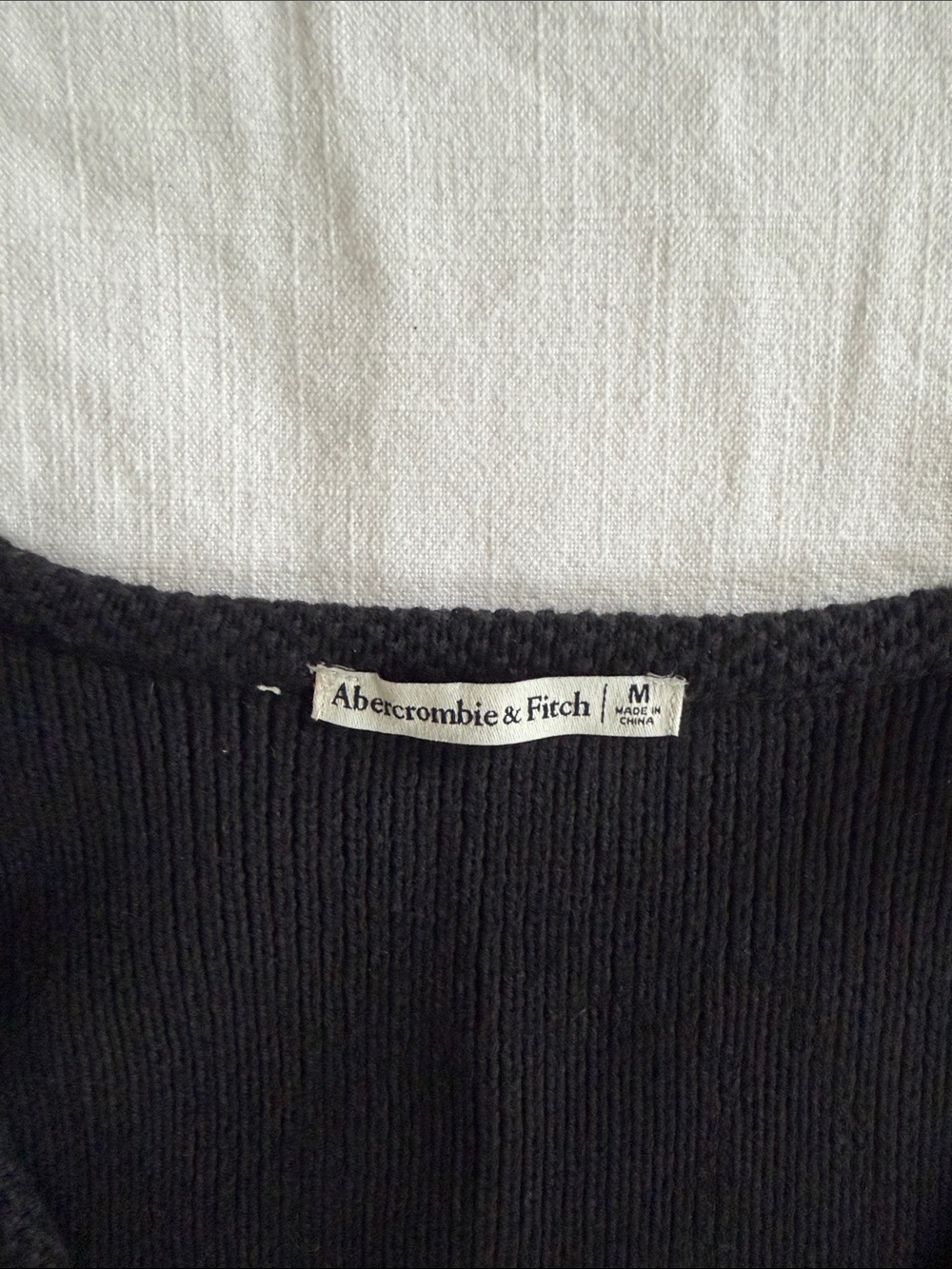 Abercrombie & Fitch Black V-Neck Knit Button Vest with Gold Buttons - Picture 2 of 3